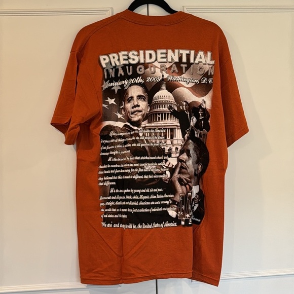 Obama 09’ Orange Presidential Inauguration Graphic T-Shirt Size Large - Picture 7 of 9